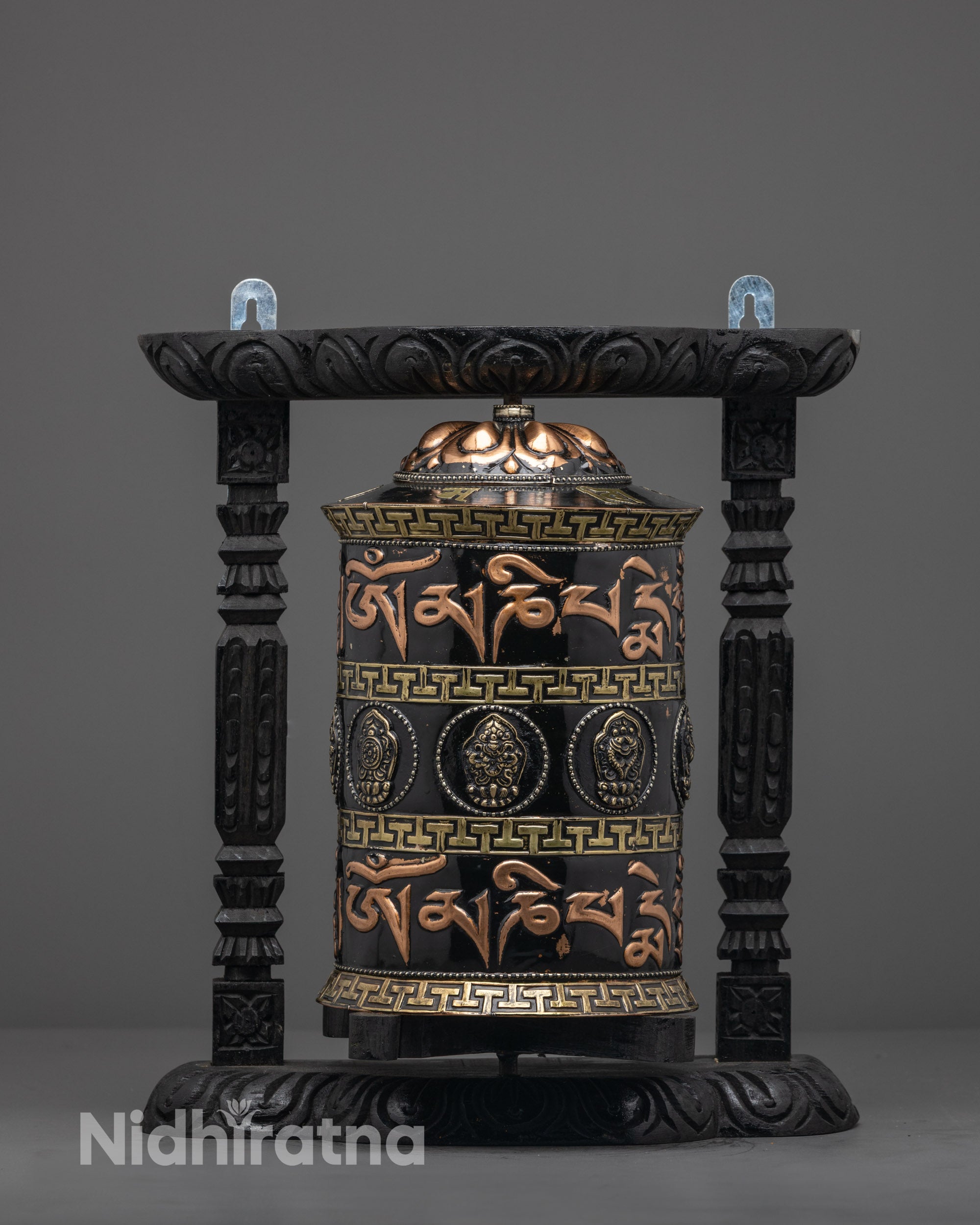 Classic Prayer Wheel crafted by Nepalese Himalayan artisans with copper and brass finish