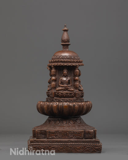 Close-Up Detailing of Intricately Designed amitabha Buddha Stupa