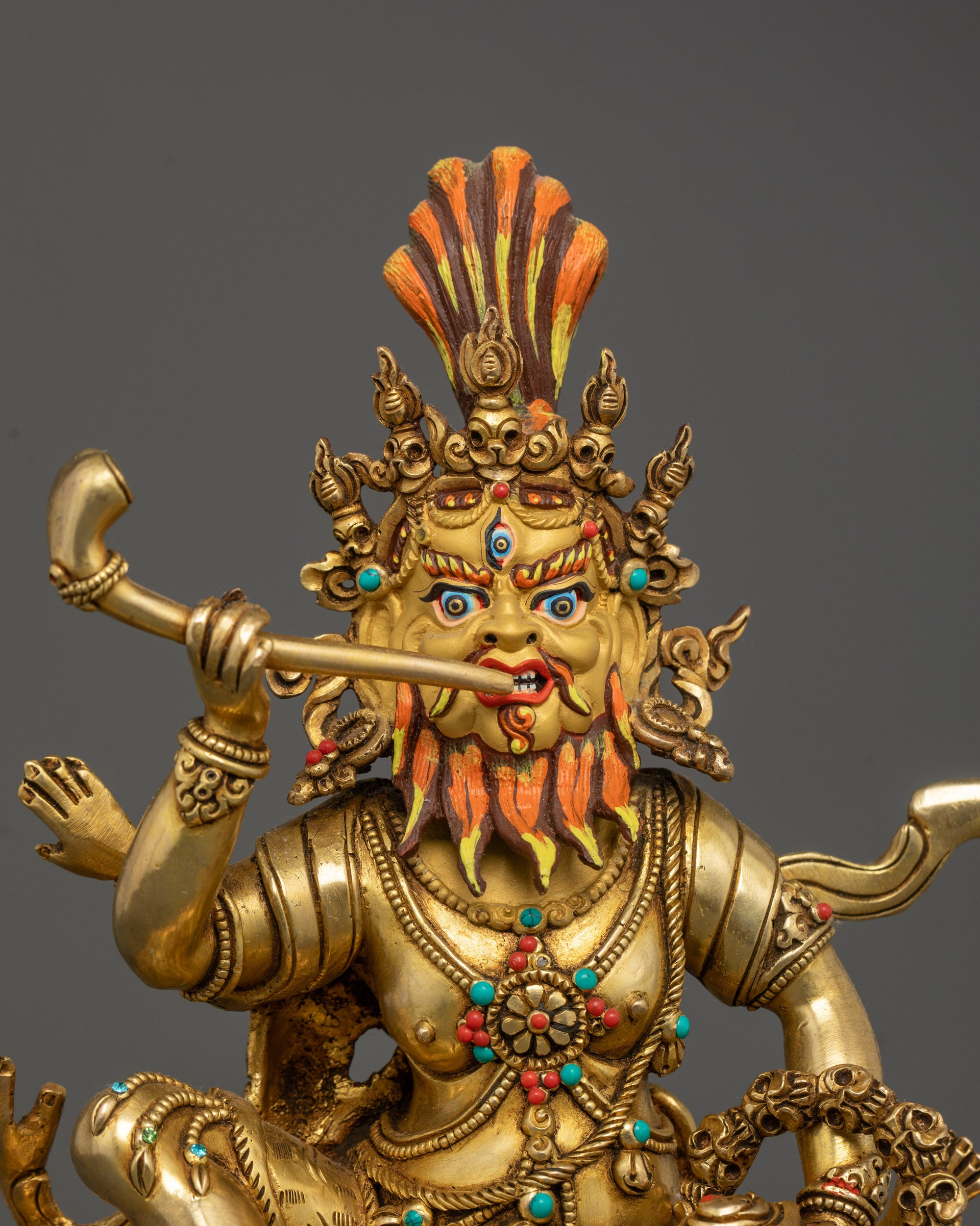 Close-Up of Brahmanrupa Statue’s Face and Crown