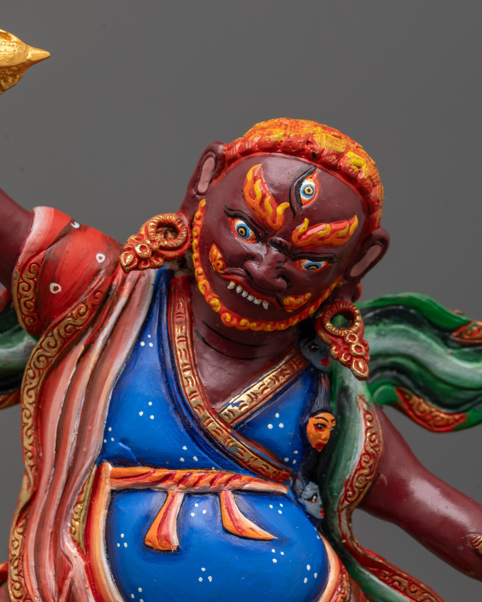 Close-Up of Dorje Drollo Face with Vajra and Halo