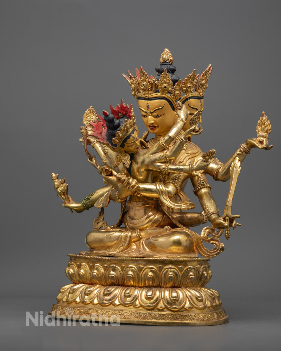 Intricate Guhyasamaja Sculpture – Lost Wax Method Craftsmanship with Symbolic Mudras and Vajrayana Details
