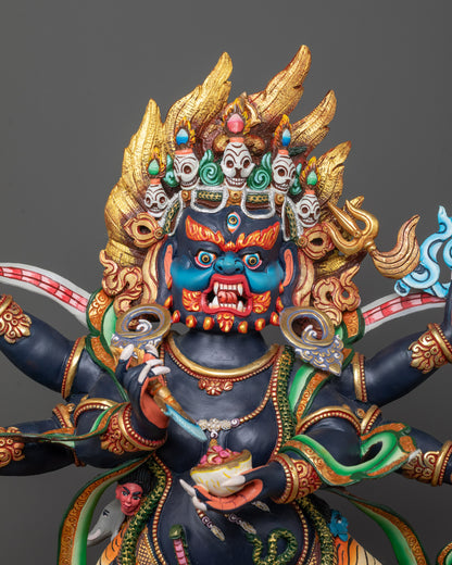Close-Up of Six Armed Mahakala Holding Symbolic Objects