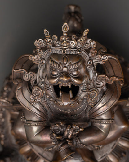 Close-Up of Vajradhaka's Face and Hands | Fierce expression of Vajradhaka with vajra and bell