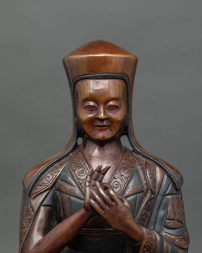Close up of Karmapa face serene expression meditation blessings handcrafted Nepal