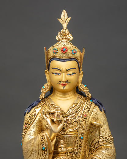 Close-up-Tsokye-Dorje-face-gold-gilded-crown-jewel-embellishments-regal-presence