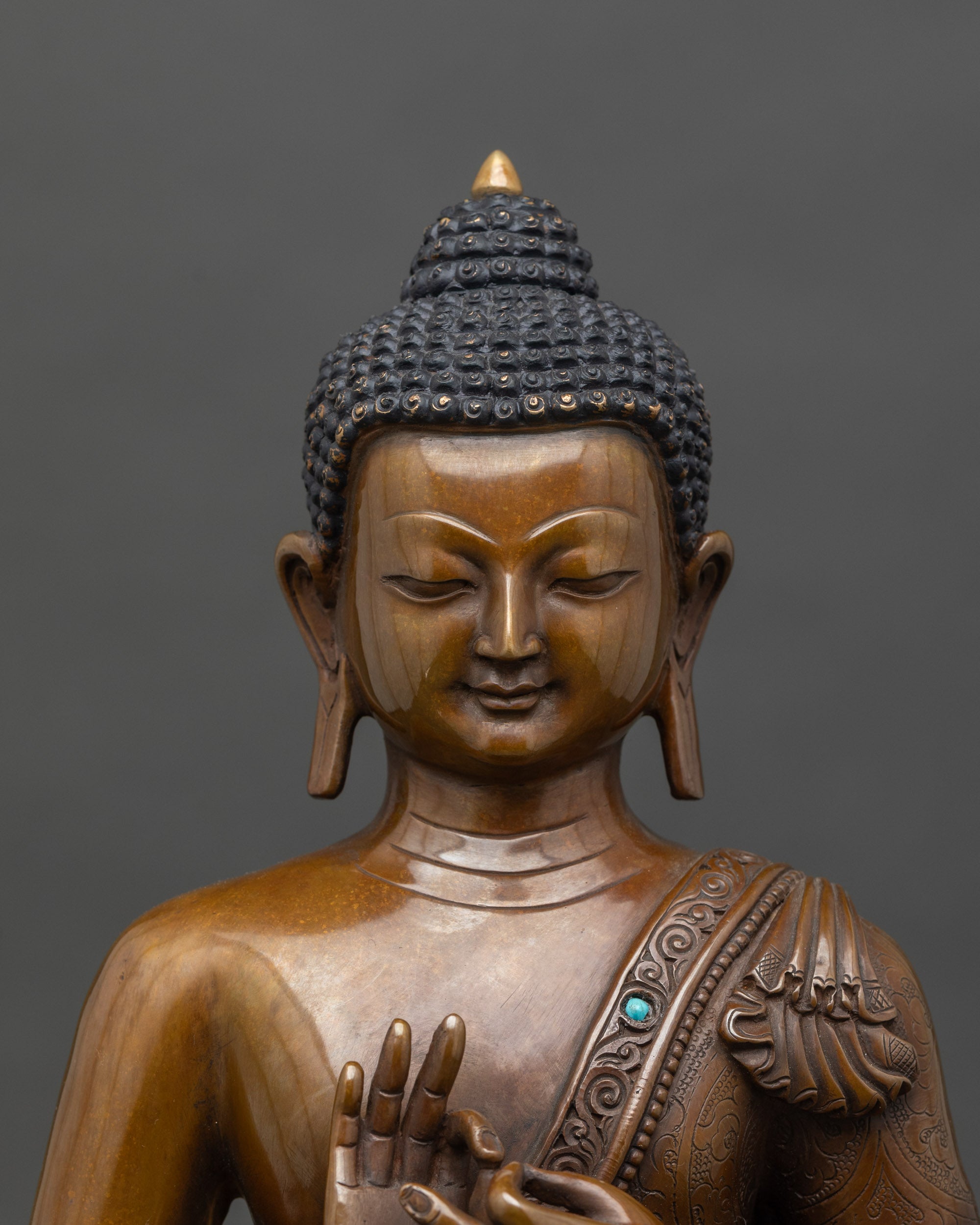 Close-up of Vairocana Buddha sculpture showing detailed serene expression and intricate features