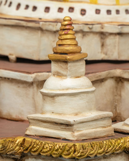 Close-up of small stupa shrine detail on Boudhanath base architecture