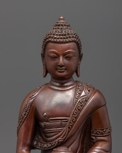 Close-up of Amida Buddha’s serene face and detailed crown