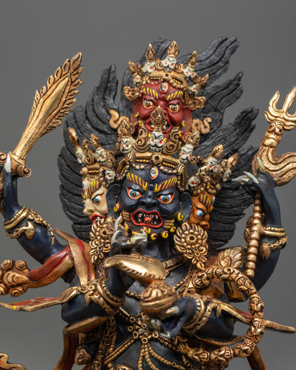 Close-up of Chuchepa Mahakala Statue face with fierce expression