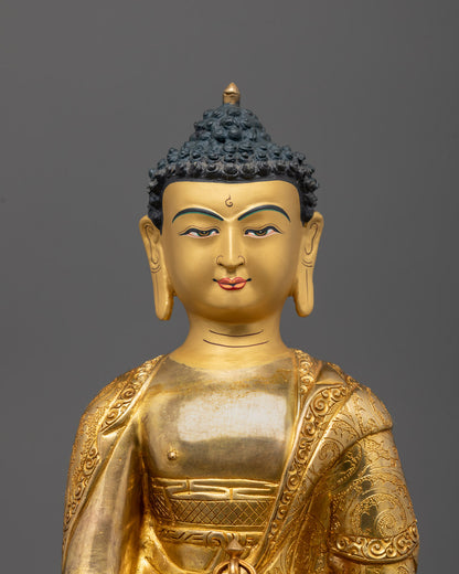 Close-up of Mitrugpa Buddha’s wrathful face and detailed 