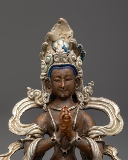 Nagakanya Statue’s upper body with vibrant acrylic colors and intricate jewelry symbolizing prosperity, protection, and divine feminine power.