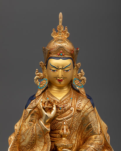 Close-up of Tsokye Dorje’s face and sacred implements including vajra and kapala
