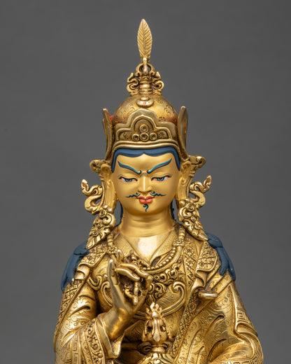 Close-up of Tsokye Dorje showing gold fire-gilded copper craftsmanship and intricate details