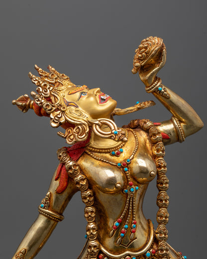 Close-up of Vajrayogini's Mundamala garland and semi-precious stone robe details