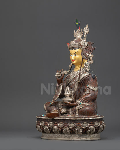 Close-up side detail of Tsokye Dorje statue showing intricate Newari craftsmanship