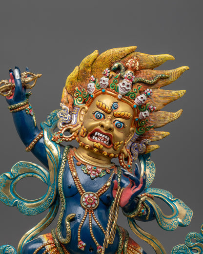 Close image of Traditional Copper Vajrapani Buddhist Statue with Gold-Plated Face