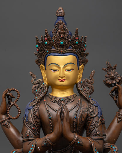 detailed handcrafted Tibetan Avalokiteshvara figure