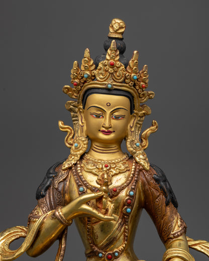 detailed copper dorje and bell Buddhist figure