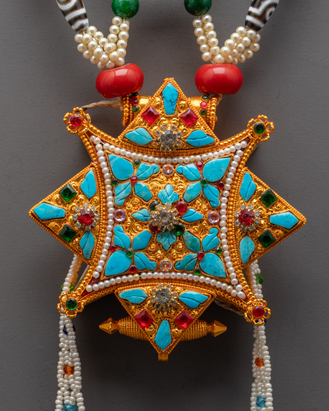 Close up Handcrafted Ghau Mala Necklace for Meditation and Mindfulness Practices