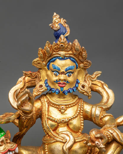 Close up Namtoshe face – hand-painted gold details by Newari artisan from Patan, Nepal