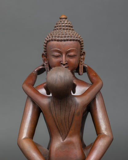 Close up Samantabhadra Yab-Yum sculpture oxidized copper detailed Newari craftsmanship