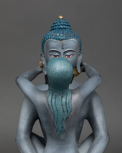 Close up Samantabhadra and Consort faces, Yab-Yum meditative embrace, hand-painted details
