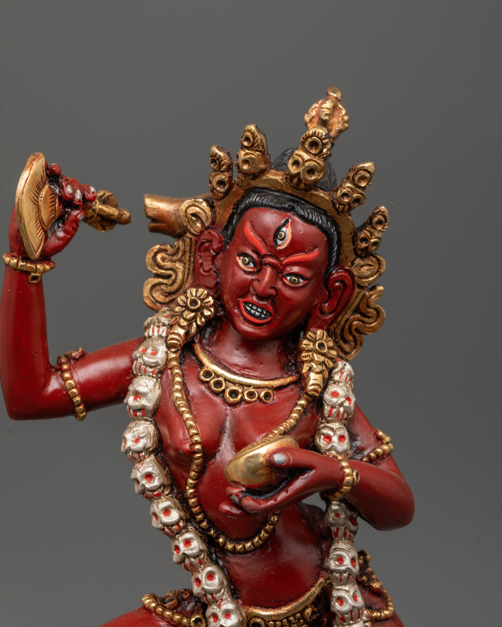 Close up Wrathful Dorje Phagmo Standing on Lotus Seat with Curved Knife and Vajra Holder