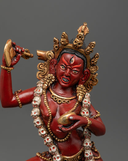 Close up Wrathful Dorje Phagmo Standing on Lotus Seat with Curved Knife and Vajra Holder