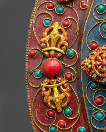 Close up of Vajra symbol from the outer ring of the Kalachakra Mandala Wall Hanging