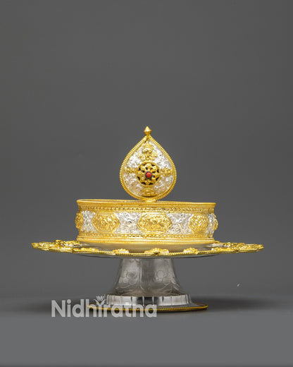 Close up of auspicious symbols on 5" Tibetan Mandala copper rings