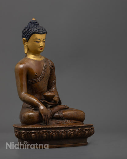 Consecrated hollow chamber at base of Buddha statue for storing mantras or relics, following Buddhist traditions