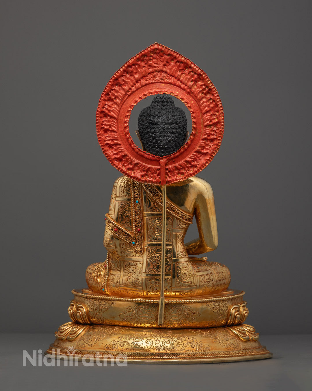 Consecrated hollow space at base of Buddha statue for storing mantras or relics