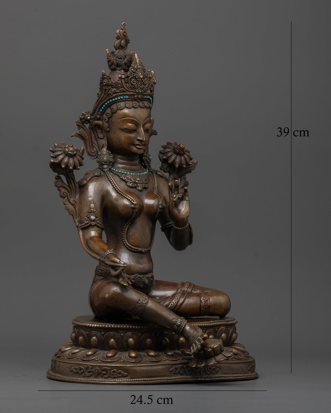 Oxidized Goddess Green Tara Statue : Divine Protector