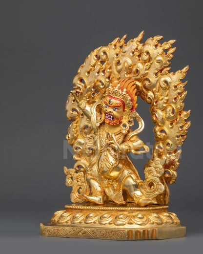 Copper Alloy Chana Dorje Statue with Intricate Swirling Robes and Detailed Patterns
