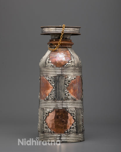 Copper Theki | Authentic Hand-Carved Nepali Offering Vessel