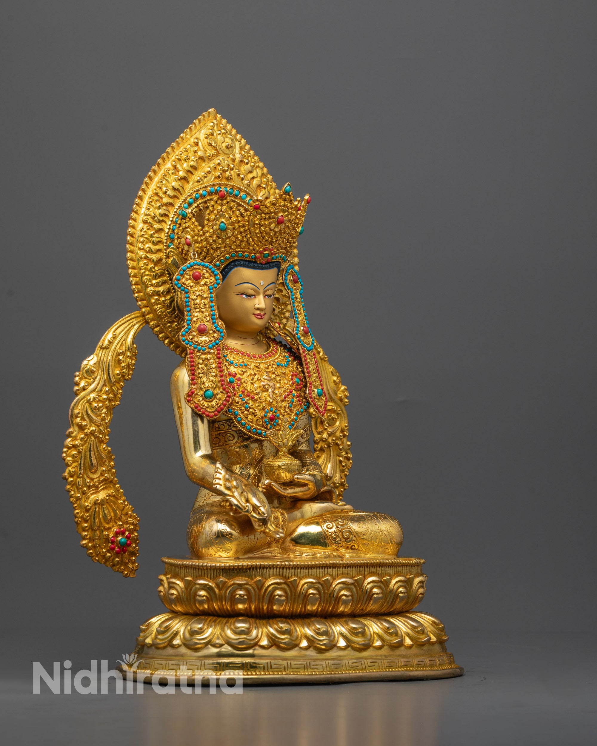 Crown Medicine Buddha Statue | Sacred Traditional Buddhist Artistry
