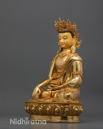 Crowned Shakyamuni Buddha Statue | Nepalese Lost Wax Art