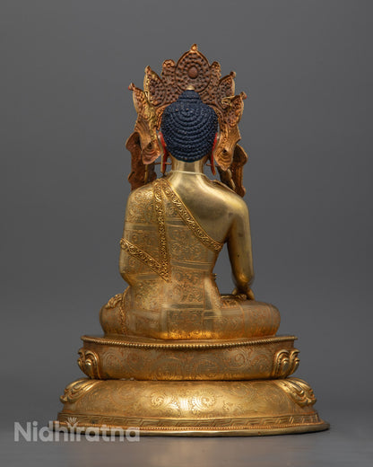 Crowned Shakyamuni Buddha Statue | Traditional Nepalese Buddhist Art