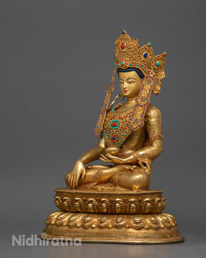 Crowned Shakyamuni Buddha Statue | Traditional Nepalese Buddhist Art