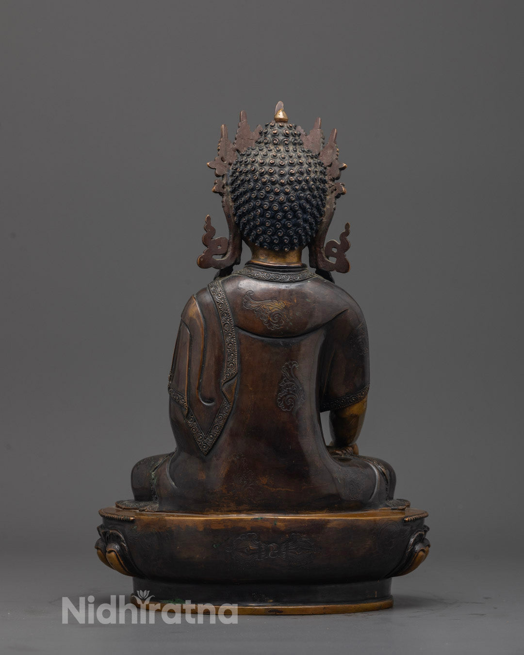 Oxidized Crowned Shakyamuni Buddha Statue | Traditional Tibetan Art
