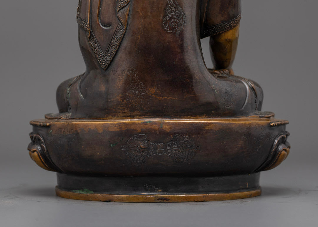 Oxidized Crowned Shakyamuni Buddha Statue | Traditional Tibetan Art