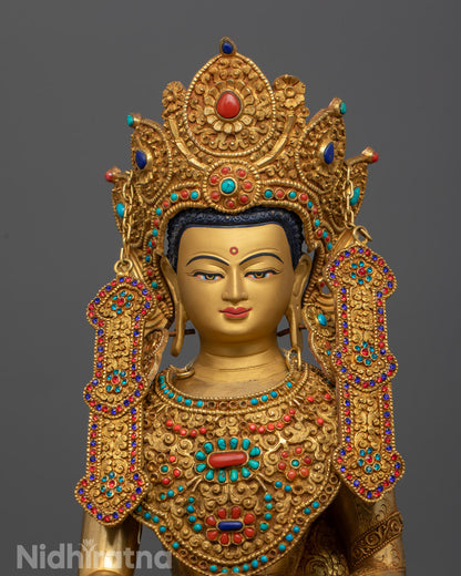 Crowned Shakyamuni Buddha Statue | Traditional Nepalese Buddhist Art