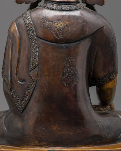 Oxidized Crowned Shakyamuni Buddha Statue | Traditional Tibetan Art