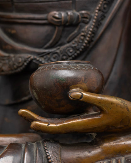 Oxidized Crowned Shakyamuni Buddha Statue | Traditional Tibetan Art