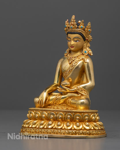 Crowned Shakyamuni Buddha Statue | Hand-Carved Tibetan Buddhist