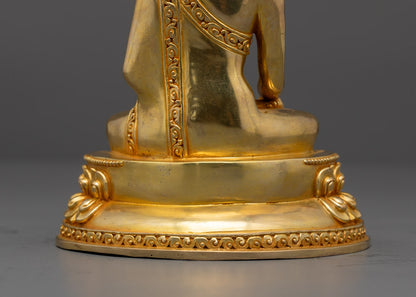 Crowned Shakyamuni Buddha Statue | Hand-Carved Tibetan Buddhist