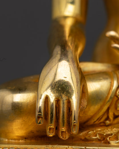 Crowned Shakyamuni Buddha Statue | Hand-Carved Tibetan Buddhist