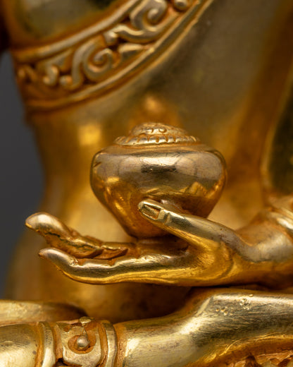 Crowned Shakyamuni Buddha Statue | Hand-Carved Tibetan Buddhist