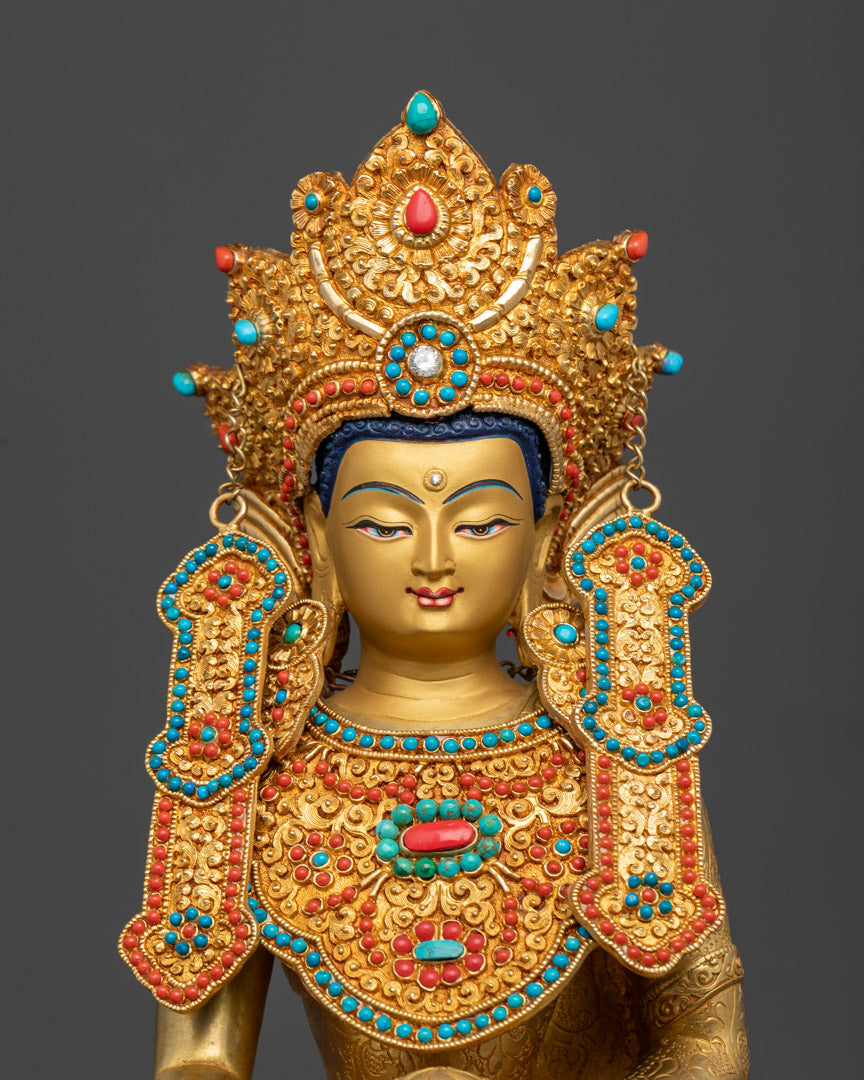 Crowned Shakyamuni Buddha Statue: Tibetan Art