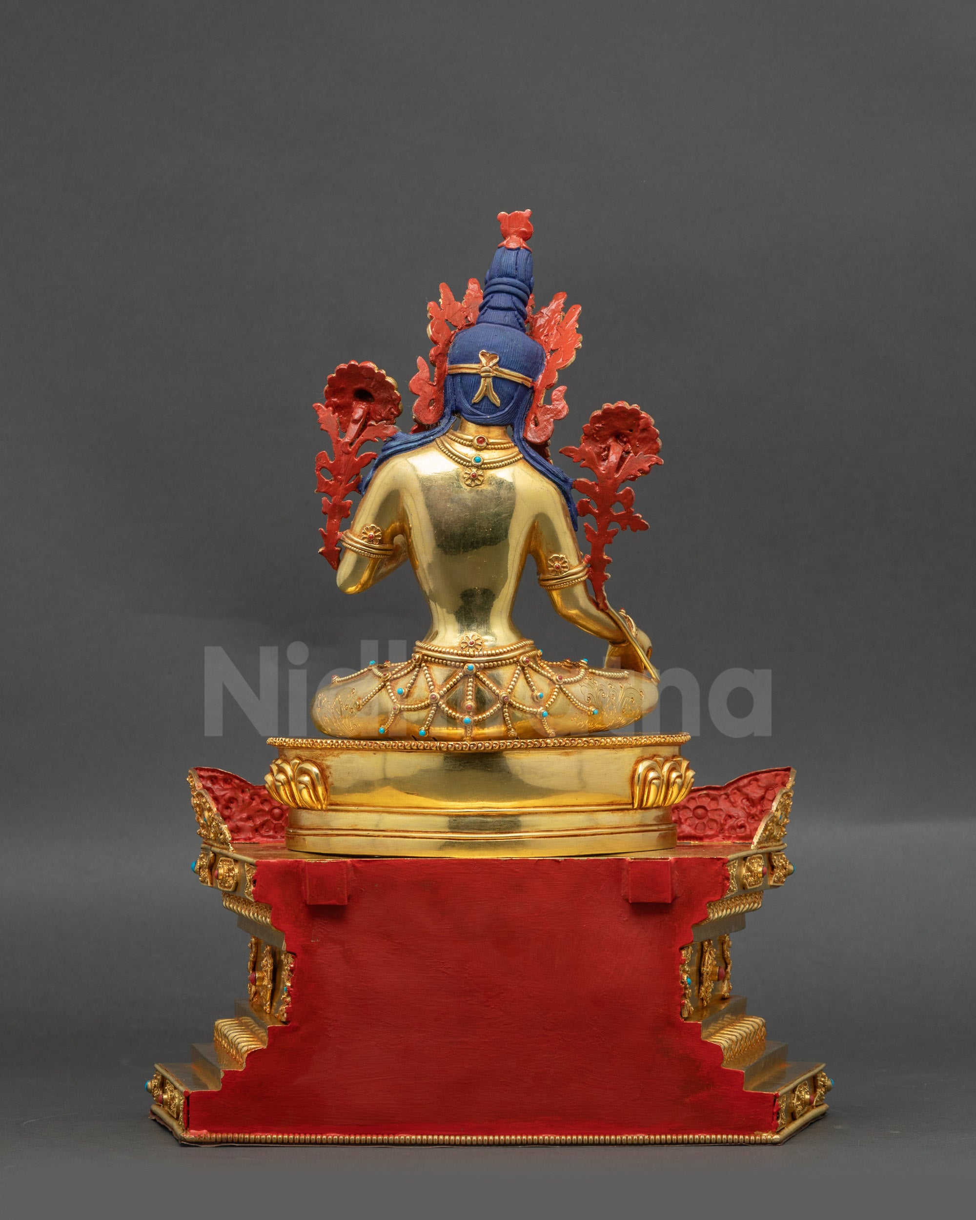 Green Tara Statue with Throne | Himalayan Meditation Sculpture